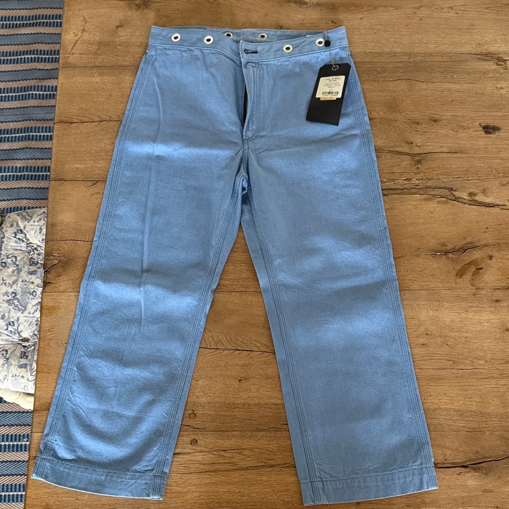 rag & bone powder blue sailor-style wide leg jeans
